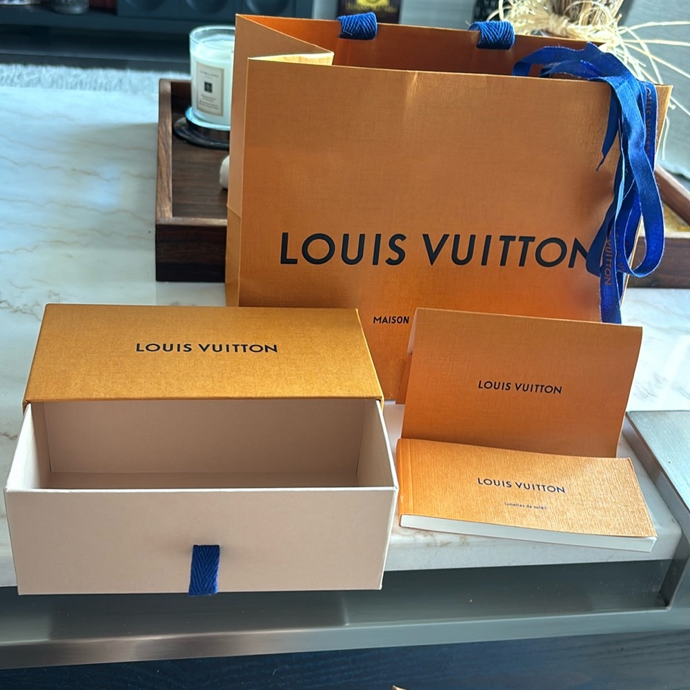 Louis Vuitton shopping bag and box from sunglasses